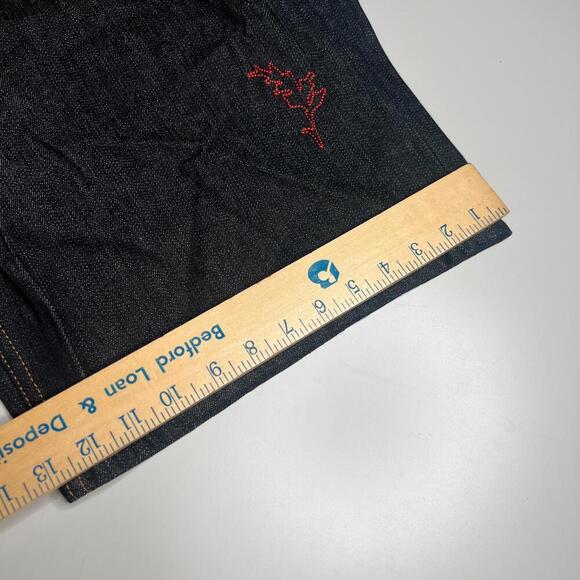 rocawear men’s denim shorts 38 raw black miami embroidered metallic thread y2k - Picture 4 of 11